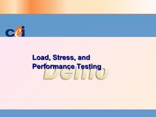 Load, Stress, and Performance Testing 