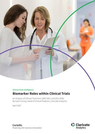 Clinical Trials Intelligence
Biomarker Roles within Clinical Trials
An Analysis of Clinical Trials from 2007-2011 and 2012-2016.
By Gavin Coney, Head of Clinical Products, Clarivate Analytics
April 2017
 