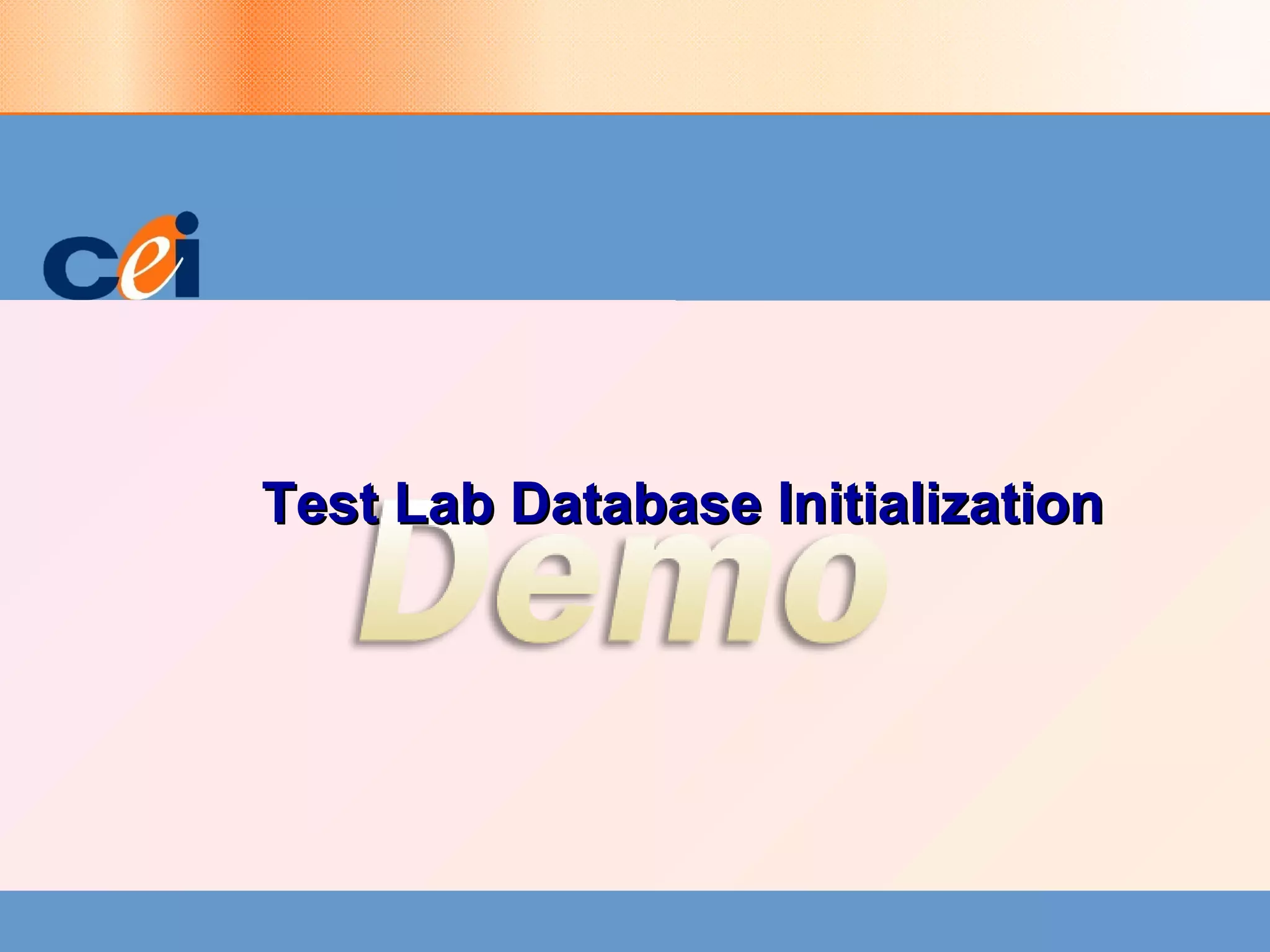 Test Lab Database Initialization 