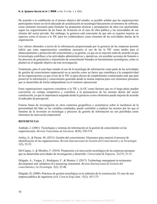R. A. Quijano García et al | RGN ♦ Vol. 9 ♦ No. 1 ♦ 2021
70
De acuerdo a lo establecido en el primer objetivo del estudio,...