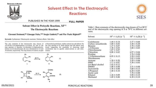 Solvent Effect In The Electrocyclic
Reactions
PUBLISHED IN THE YEAR 1999
28
PERICYCLIC REACTIONS
09/09/2021
 