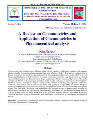 A Review on Chemometrics and Application of Chemometrics in ...