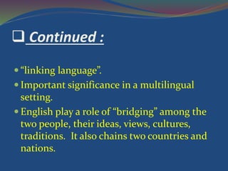 Multilingual Setting Paper 12 lingua franca | PPTX