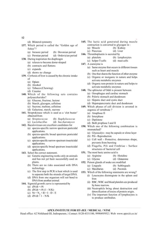 12
ĒŎē ĬœŖŋŞŏŜŋŖĊŝţŗŗŏŞŜţ
137. ŁŒœōŒĊ ŚŏŜœřŎĊœŝĊ ōŋŖŖŏŎĊ ŞŒŏĊ ŽıřŖŎŏŘĊ ŋőŏĊ řŐ
ŐœŝŒŏŝžĩ
Ēŋē ĴşŜŋŝŝœōĊŚŏŜœřŎ ĒŌē ĮŏŠřŘœŋŘĊŚŏŜœřŎ
Ēōē ĺŏŜŗœŋŘĊŚŏŜœřŎ ĒŎē ĹŜŎřŠœōœŋŘĊŚŏŜœřŎ
138. ĮşŜœŘőĊœŘŝŚœŜŋŞœřŘĊŞŒŏĊŎœŋŚŒŜŋőŗ
Ēŋē ŜŏŖŋŢŏŝĊŞřĊŌŏōřŗŏĊŎřŗŏėŝŒŋŚŏŎ
ĒŌē ōřŘŞŜŋōŞŝĊŋŘŎĊŐŖŋŞŞŏŘŝ
Ēōē ŏŢŚŋŘŎŝ
ĒŎē ŝŒřšŝĊŘřĊōŒŋŘőŏ
139. ĭœŜŜŒřŝœŝĊřŐĊŖœŠŏŜĊœŝĊōŋşŝŏŎĊŌţĊŞŒŏĊōŒŜřŘœōĊœŘŞŋŕŏ
řŐ
Ēŋē ĹŚœşŗ
ĒŌē īŖōřŒřŖ
Ēōē ľřŌŋōōřĊĒĭŒŏšœŘőē
ĒŎē ĭřōŋœŘŏ
140. ŁŒœōŒĊ řŐĊ ŞŒŏĊ ŐřŖŖřšœŘőĊ ŝŏŞŝĊ ōřŘŞŋœŘŝ
ŚřŖţŝŋōōŒŋŜœŎŏŝĩ
Ēŋē ıŖşōřŝŏĖĊŐŜşōŞřŝŏĖĊŖŋōŞřŝŏ
ĒŌē ĽŞŋŜōŒĖĊőŖţōřőŏŘĖĊōŏŖŖşŖřŝŏ
Ēōē ĽşōŜřŝŏĖĊŗŋŖŞřŝŏĖĊōŏŖŖşŖřŝŏ
ĒŎē ıŋŖŋōŞřŝŏĖĊŝŞŋŜōŒĖĊŝşōŜřŝŏ
141. ĽŞŜŏŚŞřŕœŘŋŝŏĊšŒœōŒĊœŝĊşŝŏŎĊŋŝĊŋĊŻōŖřŞĊŌşŝŞŏŜż
řŌŞŋœŘŏŎĊŐŜřŗ
Ēŋē Streptococcus ĒŌē Staphylococcus
Ēōē Lactobacillus ĒŎē Saccharomyces
142. ĬŋōşŖřŠœŜşŝŏŝĊŋŜŏĊŏŢōŏŖŖŏŘŞĊōŋŘŎœŎŋŞŏŝĊŐřŜ
Ēŋē ŝŚŏōœŏŝėŝŚŏōœŐœōĊŘŋŜŜřšĊŝŚŏōŞŜşŗĊŚŏŝŞœōœŎŋŖ
ŋŚŚŖœōŋŞœřŘŝĘ
ĒŌē ŝŚŏōœŏŝėŝŚŏōœŐœōĊŌŜřŋŎĊŝŚŏōŞŜşŗĊŚŏŝŞœōœŎŋŖ
ŋŚŚŖœōŋŞœřŘŝĘ
Ēōē ŝŚŏōœŏŝėŝŚŏōœŐœōĊŘŋŜŜřšĊŝŚŏōŞŜşŗĊœŘŝŏōŞœōœŎŋŖ
ŋŚŚŖœōŋŞœřŘŝĘ
ĒŎē ŝŚŏōœŏŝėŝŚŏōœŐœōĊŌŜřŋŎĊŝŚŏōŞŜşŗĊœŘŝŏōŞœōœŎŋŖ
ŋŚŚŖœōŋŞœřŘŝĘ
143. ĽŏŖŏōŞĊŞŒŏĊōřŜŜŏōŞĊŝŞŋŞŏŗŏŘŞĘ
Ēŋē ıŏŘŏŞœōĊŏŘőœŘŏŏŜœŘőĊšřŜŕŝĊřŘŖţĊřŘĊŋŘœŗŋŖŝ
ŋŘŎĊŒŋŝĊŘřŞĊţŏŞĊŌŏŏŘĊŝşōōŏŝŝŐşŖŖţĊşŝŏŎĊřŘ
ŚŖŋŘŞŝĘ
ĒŌē ľŒŏŜŏĊŋŜŏĊŘřĊŜœŝŕŝĊŋŝŝřōœŋŞŏŎĊšœŞŒĊ Įĸī
ŞŏōŒŘřŖřőţĘ
Ēōē ľŒŏĊŐœŜŝŞĊŝŞŏŚĊœŘĊĺĭļĊœŝĊŒŏŋŞĊšŒœōŒĊœŝĊşŝŏŎ
ŞřĊŝŏŚŋŜŋŞŏĊŌřŞŒĊŞŒŏĊŝŞŜŋŘŎŝĊřŐĊŞŋŜőŏŞĊĮĸīĘ
ĒŎē ĮĸīĊŐŜřŗĊřŘŏĊřŜőŋŘœŝŗĊšœŖŖĊŘřŞĊŌřŘŎĊŞř
ĮĸīĊŐŜřŗĊŋŘřŞŒŏŜĊŋŘœŗŋŖĘ
144. ĽœőŗřœŎĊőŜřšŞŒĊōşŜŠŏĊœŝĊŜŏŚŜŏŝŏŘŞŏŎĊŌţ
Ēŋē ŎĸęŎŞĊħĊŜĸ
ĒŌē ŎĸęŎŞĊħĊŜĸĊĒěĊƀĊĸęĵē
Ēōē ĸŞĊħĊĸřĊĕĊĬĊĕĊĳĊƀĊĮĊƀĊį
ĒŎē ŎĸęŎŞĊħĊěĊƀĊĸęĵ
145. ľŒŏĊ ŖŋōŞœōĊ ŋōœŎĊ őŏŘŏŜŋŞŏŎĊ ŎşŜœŘőĊ ŗşŝōŖŏ
ōřŘŞŜŋōŞœřŘĊœŝĊōřŘŠŏŜŞŏŎĊŞřĊőŖţōřőŏŘĊœŘĊĤ
Ēŋē ķşŝōŖŏ ĒŌē ĵœŎŘŏţ
Ēōē ĺŋŘōŜŏŋŝ ĒŎē ĶœŠŏŜ
146. ľŒŜřŗŌřŚŖŋŝŞœŘĊœŝĊŝŏōŜŏŞŏŎĊŌţ
Ēŋē ŚŖŋŞŏŖŏŞŝ ĒŌē ŖţŗŚŒřōţŞŏŝ
Ēōē ŒŏŖŚŏŜĊľėōŏŖŖŝ ĒŎē ŗŋŝŞĊōŏŖŖŝ
147. īĊōřŏŘŤţŗŏĊœŝ
Ēŋē ĽŋŗŏĊŏŘŤţŗŏĊŞŒŋŞĊřōōşŜŝĊœŘĊŎœŐŐŏŜŏŘŞĊŞœŝŝşŏŝ
ŝşōŒĊŋŝĊŒŏŋŜŞĊŋŘŎĊŗşŝōŖŏ
ĒŌē ĹŘŏĊŞŒŋŞĊŝŒŋŜŏŝĊŞŒŏĊŐşŘōŞœřŘĊřŐĊřŞŒŏŜĊŏŘŤţŗŏ
Ēōē ĹŜőŋŘœōĊřŜĊœŘřŜőŋŘœōĊœŘĊŘŋŞşŜŏĊŋŘŎĊŒŏŖŚŝ
ŋōŞœŠŋŞŏĊŗŏŞŋŌřŖœōĊŏŘŤţŗŏŝ
ĒŎē ĹŜőŋŘœōĊŘřŘėŚŜřŞŏœŘĊœŘĊŘŋŞşŜŏĊŋŘŎĊŒŏŖŚŝĊŞř
ŋōŞœŠŋŞŏĊŗŏŞŋŌřŖœōĊŏŘŤţŗŏŝ
148. ľŒŏĊŝŚŒœŘōŞŏŜĊřŐĊĹŎŎœĊœŝĊŚŜŏŝŏŘŞĊŌŏŞšŏŏŘ
Ēŋē ĹŏŝřŚŒŋőşŝĊŋŘŎĊōŋŜŎœŋōĊŝŞřŗŋōŒ
ĒŌē ĺţŖřŜœōĊŝŞřŗŋōŒĊŋŘŎĊŎşřŎŏŘşŗ
Ēōē ĲŏŚŋŞœōĊŎşōŞĊŋŘŎĊōţŝŞœōĊŎşōŞ
ĒŎē ĲŏŚŋŞřŚŋŘōŜŏŋŞœōĊŎşōŞĊŋŘŎĊŎşřŎŏŘşŗ
149. ŁŒœōŒĊ ŚŒŋŝŏŝĊřŐĊōŏŖŖĊ ŎœŠœŝœřŘĊ œŝĊŋŜŜŏŝŞŏŎĊ œŘ
řřőřŘœŋĊřŐĊŠŏŜŞŏŌŜŋŞŏĊĩ
Ēŋē īŘŋŚŒŋŝŏĊĳĳ
ĒŌē ĳŘŞŏŜŚŒŋŝŏ
Ēōē ĮœŚŖřŞŏŘŏ
ĒŎē ĬřŞŒĊŚŜřŚŒŋŝŏĊĳ ŋŘŎĊĳĳ
150. ŁŒœōŒĊ řŘŏĊřŐĊŞŒŏĊŐřŖŖřšœŘőĊōřŗŌœŘŋŞœřŘĊ œŝ
ŗœŝŗŋŞōŒŏŎĩ
Ēŋē ıŖţōřōŋŖţŢĊėĊŗŋţĊŌŏĊōŋŚŝşŖŏĊřŜĊŝŖœŗŏĊŖŋţŏŜ
ĒŌē ĺœŖœĊėĊļŏŚŜřŎşōŞœřŘ
Ēōē ĭŏŖŖĊšŋŖŖĊėĊĺŜřŞŏōŞœŠŏĖĊ ŎŏŞŏŜŗœŘŏŝĊŝŒŋŚŏĖ
ŚŜŏŠŏŘŞŝ ŐŜřŗĊŌşŜŝŞœŘő
ĒŎē İŖŋőŏŖŖŋĖĊ ĺœŖœĊ ŋŘŎĊ İœŗŌŜœŋŏĊėĊ ĽşŜŐŋōŏ
ŝŞŜşōŞşŜŏŝĊřŐĊĊŌŋōŞŏŜœŋŖĊōŏŖŖ
151. ľŒŏĊŗřŝŞĊŌŋŝœōĊŋŗœŘřĊŋōœŎĊœŝ
Ēŋē īŜőœŘœŘŏ ĒŌē ĲœŝŞœŎœŘŏ
Ēōē ıŖţōœŘŏ ĒŎē ıŖşŞŋŗœŘŏ
152. ĺřœŝřŘĊőŖŋŘŎŝĊřŐĊŝŘŋŕŏĊŋŜŏĊŗřŎœŐœŏŎ
Ēŋē ĶœŘőşŋŖŝ ĒŌē ĽşŌŖœŘőşŋŖŝ
Ēōē ķŋŢœŖŖŋŜœŏŝ ĒŎē ĺŋŜřŞœŎŝ
153. ŁŒœōŒĊřŐĊŞŒŏĊŐřŖŖřšœŘőĊŝŞŋŞŏŗŏŘŞŝĊŋŜŏĊšŜřŘőĩ
Ēœē ĶŏşōřōţŞŏŝĊŎœŝœŘŞŏőŜŋŞŏĊœŘĊŞŒŏĊŝŚŖŏŏŘĊŋŘŎ
ŖœŠŏŜĘ
Ēœœē ļĬĭĖĊŁĬĭĊŋŘŎĊŌŖřřŎĊŚŖŋŞŏŖŏŞŝĊŋŜŏĊŚŜřŎşōŏŎ
ŌţĊŌřŘŏĊŗŋŜŜřšĘ
Ēœœœē ĸŏşŞŜřŚŒœŖŝĊŌŜœŘőĊ ŋŌřşŞĊŎŏŝŞŜşōŞœřŘĊŋŘŎ
ŎŏŞřŢœŐœōŋŞœřŘĊřŐĊŞřŢœŘŝĊřŐĊŚŜřŞŏœŘĊřŜœőœŘĘ
ĒœŠē ľŒŏĊœŗŚřŜŞŋŘŞĊŐşŘōŞœřŘĊřŐĊŖţŗŚŒřōţŞŏŝĊœŝ
ŞřĊŚŜřŎşōŏĊŋŘŞœŌřŎœŏŝĘ
APEX INSTITUTE FOR IIT-JEE / MEDICAL / NTSE
Head office: 62 Nitikhand-III, Indirapuram; | Contact: 0120-4331180, 9990495952 | Web: www.apexiit.co.in/
 