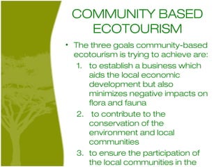 Eco Tourism and Community Participation in Tourism Planning | PPT