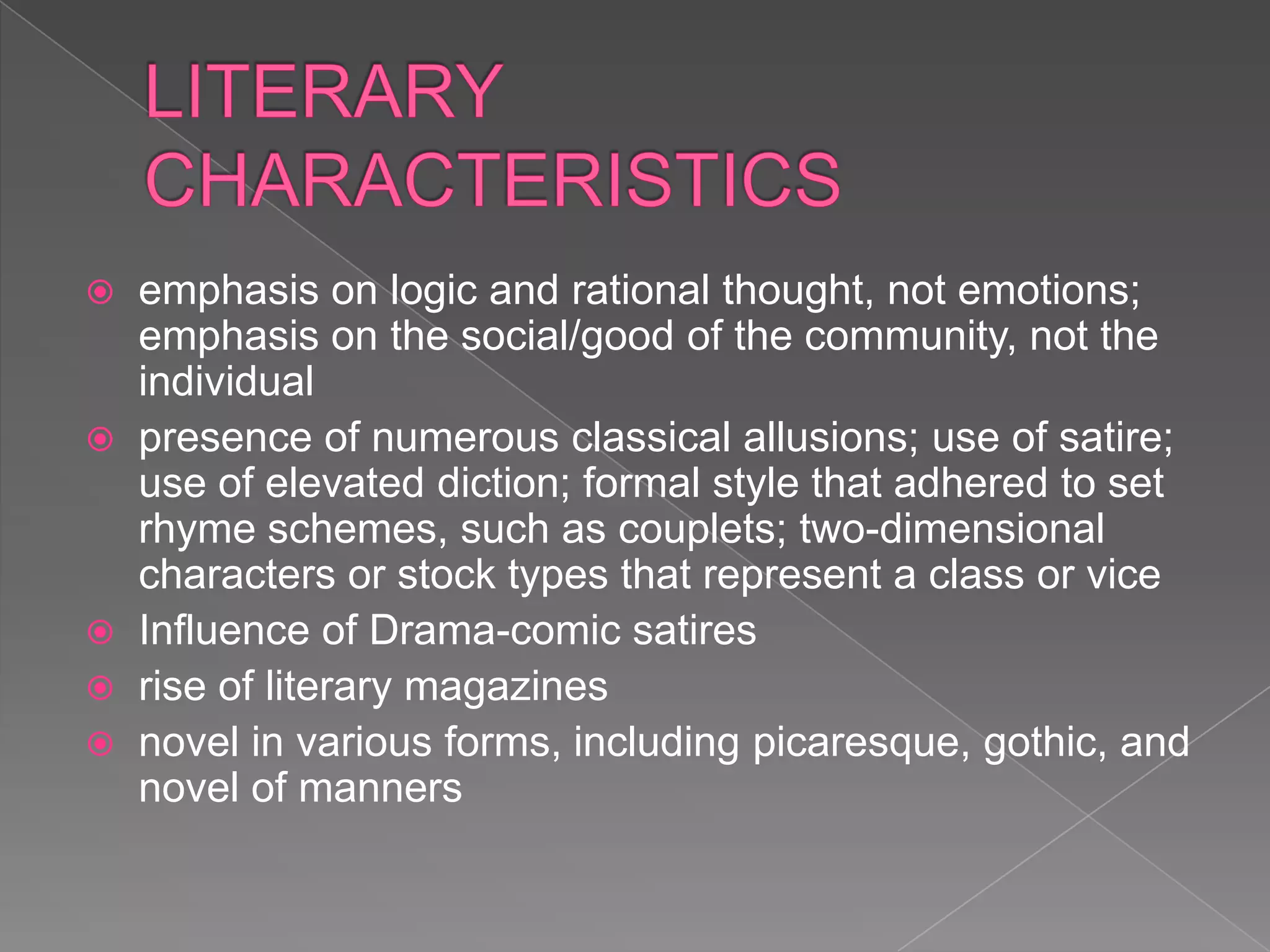 Neoclassical Writings The Neo classical Literature | PPTX