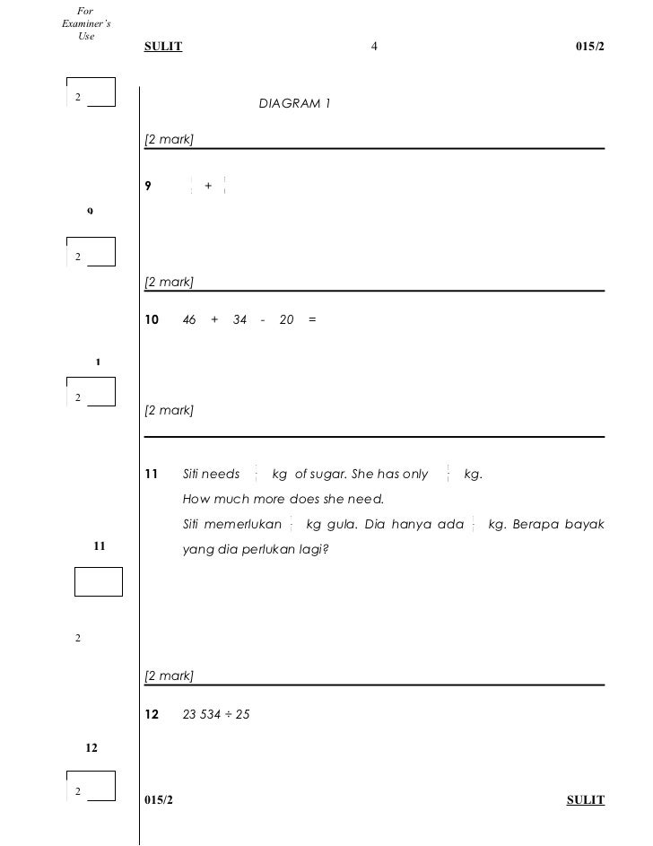 Math Year 4 Paper 2 Math Year 4 Paper 2