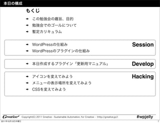 Session


                 Develop

                 Hacking




2011   10   13             7
 