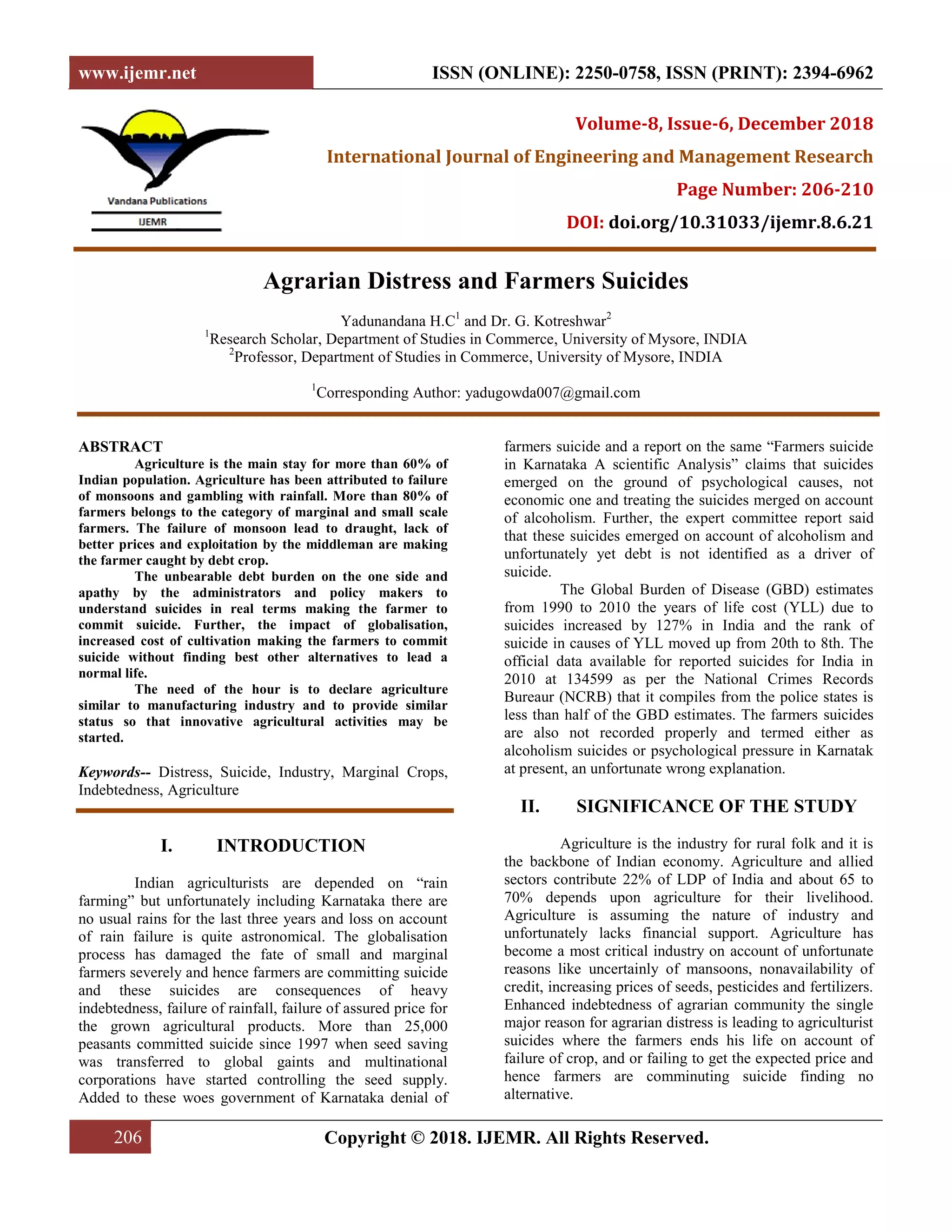 Farm Exploitation: Legal and Ethical Issues Agrarian Distress and Farmers Suicides | PDF