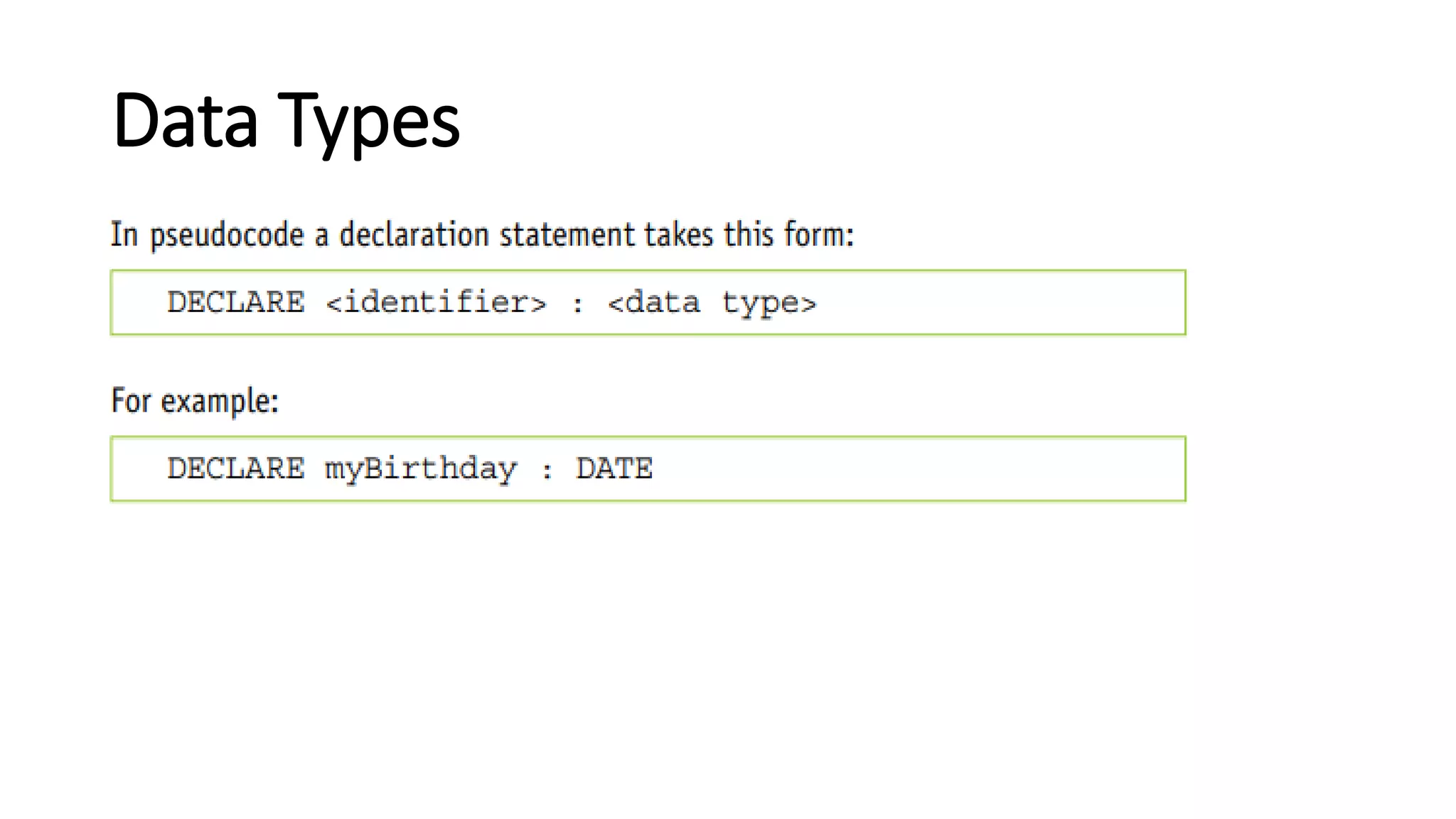 Data Types
 