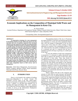 Economic Implications on the Composition of Municipal Solid Waste and ...