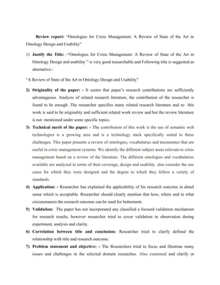 Comprehensive Review of Ontologies in Crisis Management: Design ...