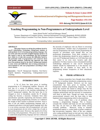 Teaching Programming to Non-Programmers at Undergraduate Level | PDF