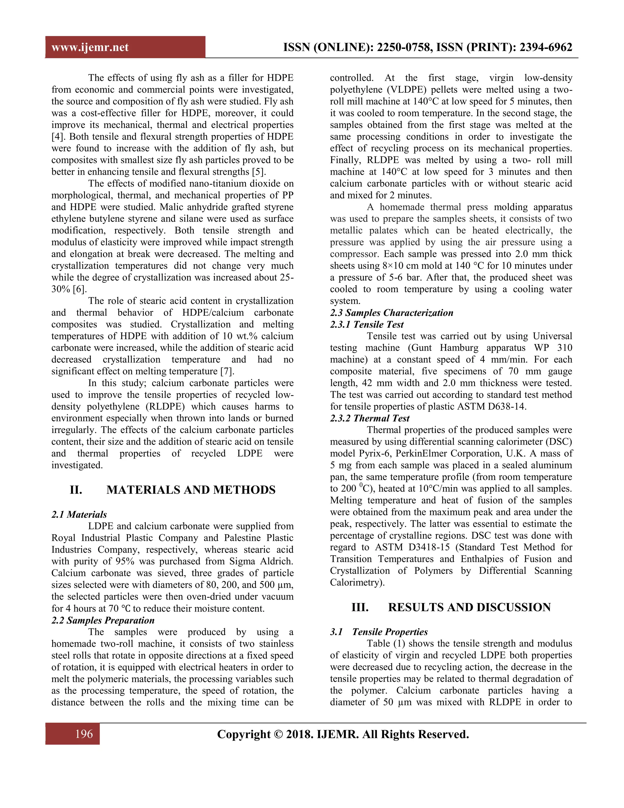 Improvement of Tensile Properties of Recycled Low-Density Polyethylene ...
