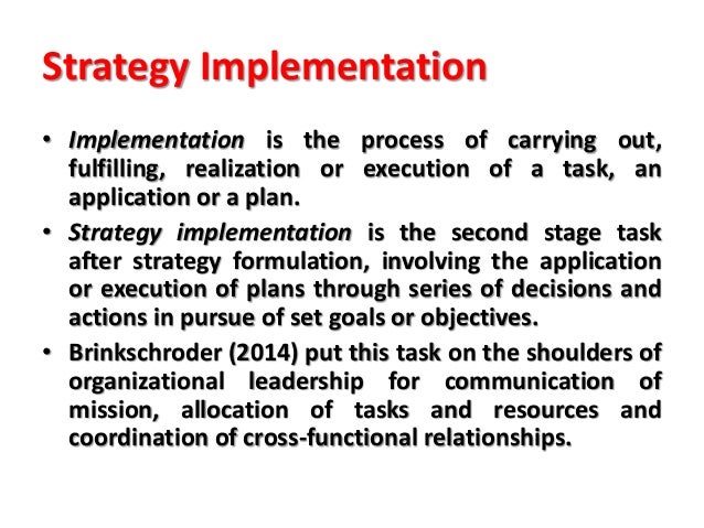 ORGANIZATIONAL AND RESOURCE DIMENSIONS IN IMPLEMENTATION