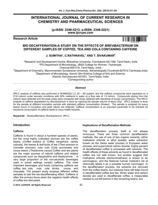 BIO DECAFFEINATION-A STUDY ON THE EFFECTS OF BREVIBACTERIUM ON