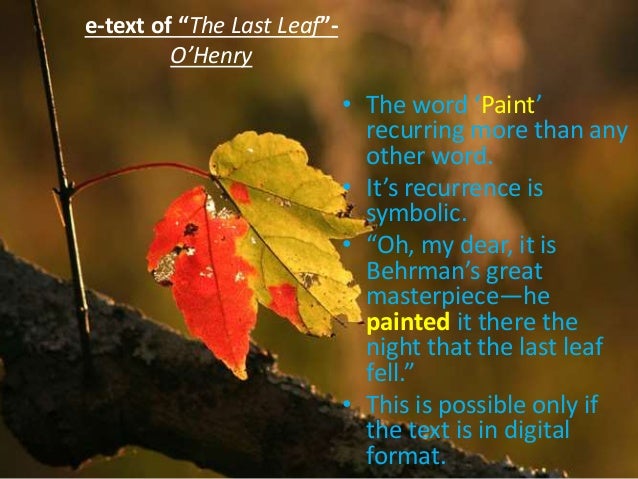 Literary analysis of the last leaf