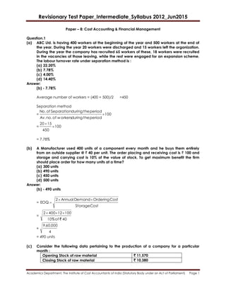 Paper 8 cost accounting & financial management - june-2015 | PDF