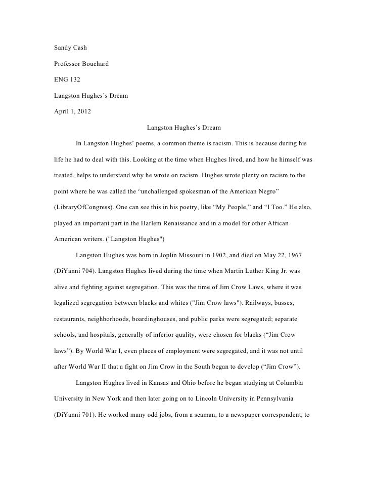 Langston Hughes Research Paper