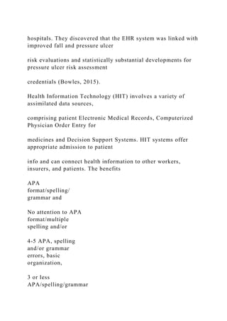 Ehr Fall Risk Paper Assignment # 2 Using your exploration from paper 1, .docx