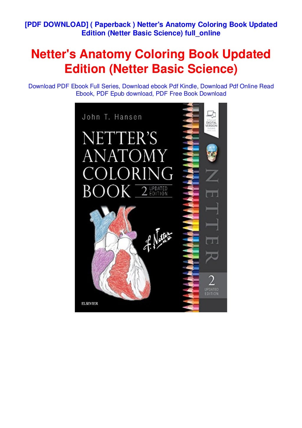 ( Paperback ) Netter's Anatomy Coloring Book Updated Edition