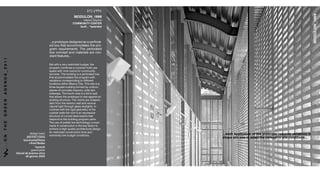 37|1994




                                                                                                                                                                                                    !"#$%&#'()***
                                                                                                          !"#$%"&'())*
                                                                                                               5"<&-4$-&#+C5<
                                                                                                         +"!!$&,-./+0&-01
                                                                                                             !"#$%&&&'()*)+,-,




                                                                                     :::($3*4#4#+3"$.",&16".$(,$($3"*94*(#8
                                                                                     ".$/4<$#'(#$(--4554.(#",$#'"$3*48
                                                                                     1*(5$ *"B0&*"5"6#,:$ ;'"$ 3"*94*(#".$
                                                                                     /4<$-46-"3#$(6.$5(#"*&(7,$(*"$-468
                                                                                     ,#(6#$9"(#0*",:::
!"!"!"#"$""""%"&"'""""(")"'"'"$""""*"("'"$"+"*","-"."/"/




                                                                                     !"#$%&#'$($)"*+$*",#*&-#".$/0.1"#2$#'"$
                                                                                     3*41*(5$-45/&6",$($-4)"*".$507#&80,"$
                                                                                     ,3(-"$%&#'$6&6"$*445,$94*$-45506&#+$
                                                                                     ,"*)&-",:$;'"$/0&7.&61$&,$($3"*94*(#".$/4<$
                                                                                     #'(#$(--4554.(#",$#'"$3*41*(5$%&#'$
                                                                                     )(*&(#&46,$-4**",346.&61$#4$.&99"*"6#$
                                                                                     74-(#&46,$%&#'&6$="<&-4$>&#+:$;'&,$,&#"$&,$($
                                                                                     #'*""89(?(."$/0&7.&61$94*5".$/+$06&94*5$
                                                                                     37(6",$49$-46-*"#"$5(,46*+$06&#,$7(&.$
                                                                                     ,&."%(+,:$;'"$940*#'$,&."$&,$($/7&6.$%(77$
                                                                                     #'(#$(774%,$#'"$3*4#4#+3"$#4$*",#$(1(&6,#$(6$
                                                                                     "<&,#&61$,#*0-#0*":$;'"$*445,$(*"$&6."3"68
                                                                                     ."6#$9*45$#'"$"<#"*&4*$%(77$(6.$*"-"&)"$
                                                                                     6(#0*(7$7&1'#$#'*401'$17(,,$,@+7&1'#,:$A6$
                                                                                     -46#*(,#$%&#'$#'"$*&1&.$1"45"#*+$49$#'"$
                                                                                     40#,&."$%(77,$#'"$*449$&,$(6$"<3*",,&)"$
                                                                                     ,#*0-#0*"$49$-0*)".$,#""7$/"(5,$#'(#$
                                                                                     *",346.$#4$#'"$/0&7.&61$3*41*(5$3(*#,:
                                                                                     ;'"$0,"$49$3*"9(/$74%8#"-'64741+$-45348
                                                                                     6"6#,$&6$-46,#*0-#&46$&,$#'"$@"+$9(-#4*$#4$
                                                                                     (-'&")"$($'&1'$B0(7&#+$(*-'&#"-#0*(7$.",&16$
                                                                                     94*$*",#*&-#".$-46,#*0-#&46$#&5"$(6.$
                                                                     design team                                                     2223456/4778954:9;</;=/:63/7>;:;:?73/>3@A9>3B/C4>94:9;<B/9</
                                                                                     "<#*"5"7+$74%$/0.1"#$-46.&#&46,:$
                                                                   !"#$%&#%'%()$*                                                    B6473/4<D/B9E3/:;/4D47:/:63/5;<537:/:;/B9:3/5;<D9:9;<B222
                                                                luisvicenteFlores
                                                                     +Ariel Rodas
                                                                          *awards
                                                                       grand prize
                                                           bienal de buenos aires
                                                                  all genres 2000
 