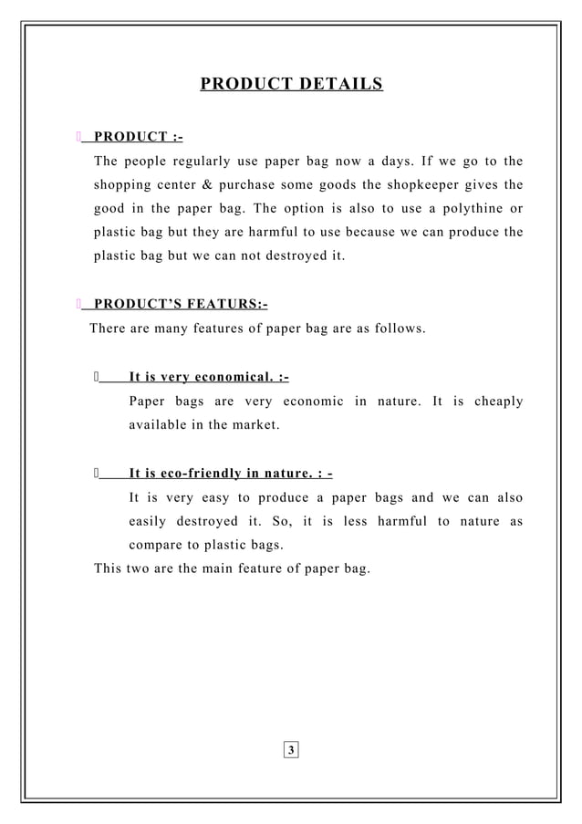 business plan for paper bag manufacturing pdf