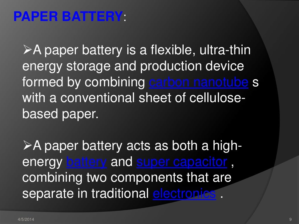 Presentation on Paper battery