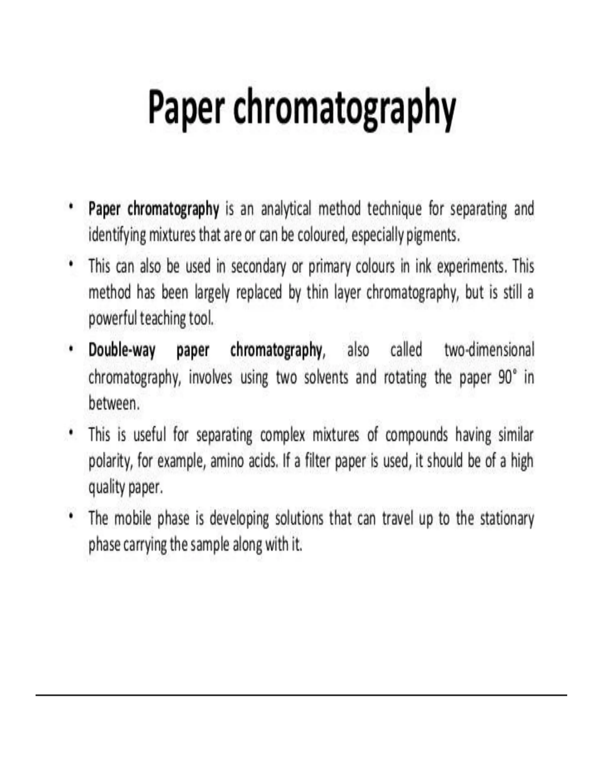 Paper chromatography of spinach leaf