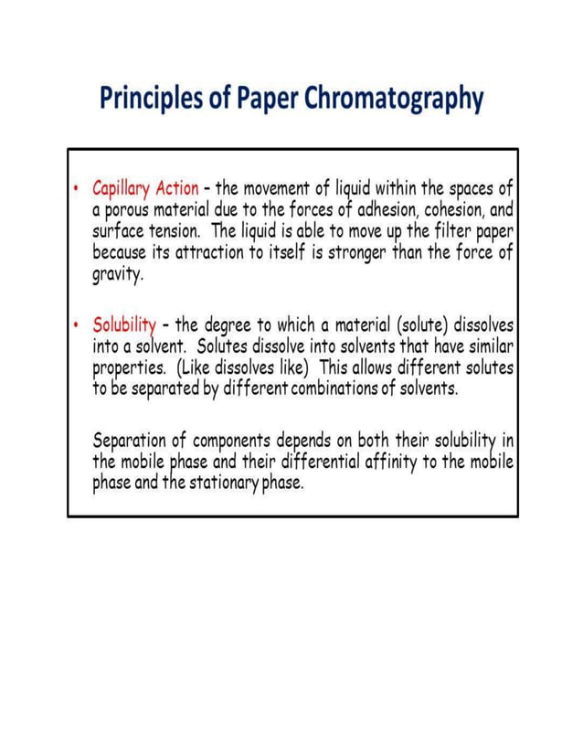 Paper chromatography of spinach leaf