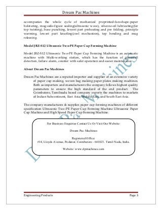 Paper Cup Making Machine Manufacturers in Coimbatore