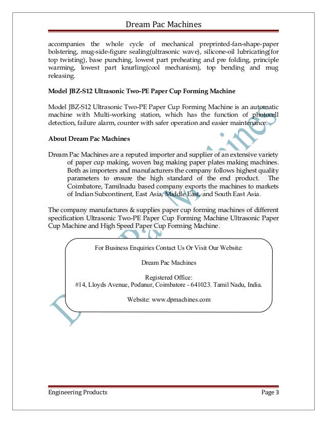 Paper Cup Making Machine Manufacturers in Coimbatore