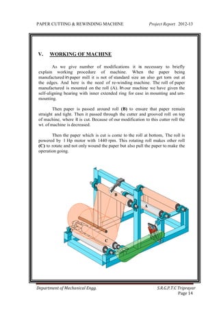 Paper cutting & rewinding machine project report SREESANGH P GHOSH | PDF