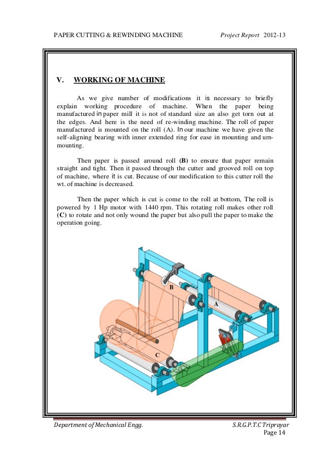 Paper cutting & rewinding machine project report SREESANGH P GHOSH