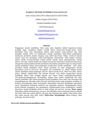 Paper Filsafat Pendidikan Islam. | PDF