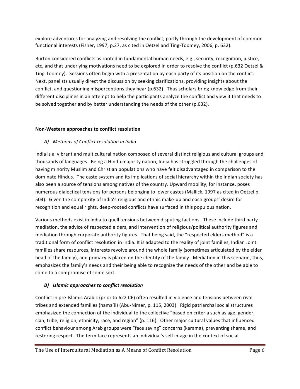 Research Paper Writing on CONFLICT RESOLUTION - Essay Homework Help