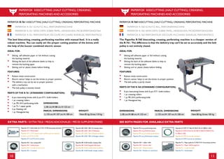 10 11
Paperfox KT-1 knife holder for R-761,R-760 kisscutting machines
Paperfox KT-1 Messerhalter
Paperfox KT-1 y KT-2 estuche para cuchillos para las máquinas
de semi corte R-761,R-760
Paperfox KT-1 et KT-2 porte-couteau
Paperfox BK-5,BK-7,BK-10 creasing rollers
Paperfox BK-5,BK-7,BK-10 Rillmesser
Paperfox BK-5,BK-7,BK-10 Rueda hendidora
Paperfox BK-5,BK-7,BK-10 Rainage rouleaux
Paperfox RK-1 kiss cutting knife
Paperfox RK-1 Schlitzmesser
Paperfox RK-1 Cuchilla de semi corte
Paperfox RK-1 Couteaux
Paperfox BK-10-60 double creasing roller
Paperfox BK-10-60 Doppelte Rillmesser
Paperfox BK-10-60 cuchilla doble hendidora
Paperfox BK-10-60 Double rainage rouleaux
paperfox r-761 Kisscutting (half-cutting), creasing, perforating machine
paperfox r-761 Schlitz, rill, perforiermaschine
paperfox r-761 Semicorte sobre papel, hendidora, microperforadora
paperfox r-761 perforateur découpe mi-chaire, raineuse, perforatrice
The best kisscutting, creasing, perforating machine with manual feed. It is a really 	
robust machine. You can easily set the proper cutting position of the knives with 	
the help of the buzzer combined electric sensor.
IDEAL FOR:
•• Slitting self adhesive paper or foil without cutting 							
	 the backing material.
•• Slitting the back of the adhesive labels to help to 							
	 remove the backing paper.
•• Slitting card or plastic sheets before folding.
FEATURES:
•• Robust metal construction.
•• Electric sensor helps to set the knives to proper position.
•• The delivery tray can be set to proper position							
	 with a mechanism.
•• The belt pulley is entirely closed.
parts ofthe r-761 (Standard conFIguration):
•• 6 pcs kisscutting knives with 6 pcs KT-1 knife holders
•• 1 pc creasing rollers
•• 1 pc PK-24-5 perforating knife
•• 1 pc TL-1 paper guide
•• 2 pc Feeding roll
•• 1 pc Hexagonal key
PAPERFOX kisscutting (half cutting), creasing,
perforating machines and accessories
DIMENSIONS:
L: 85 cm,W: 88 cm, H: 122 cm
WEIGHT:
Nett: 85 kg, Gross: 110 kg
PARCEL DIMENSIONS:
L: 133 cm,W: 107 cm, H: 100 cm
EXTRA PARTS / EXTRATEILE / PIEZAS ADICIONALES / PIÈCES SUPPLÉMENTAIRES
Paperfox PK-xx-yy perforating knives
Paperfox PK-xx-yy Perforiermesser
Paperfox PK-xx-yy Cuchillas perforadoras
Paperfox PK-xx-yy Perforantes couteaux
Paperfox E-3-970“O” Belt (R-760,R-761,A-1000,A-1250)
Paperfox E-3-970 Schnurrime (R-760,R-760A,R-760AV,R-761,
A-1000,A-1250)
Paperfox E-3-970 Correa del ventilador
Paperfox E-3-970 Courroie du ventilateur
Paperfox GK-1 rubber roller
Paperfox GK-1 Gummi roller
Paperfox GK-1 Rueda de goma
Paperfox GK-1 Rouleau en caoutchouc
PaperfoxTL-1 Paper guide for R-760,R-761 Kisscutting machines
PaperfoxTL-1 Papier Einführungschien
PaperfoxTL-1 La guía de papel
PaperfoxTL-1 Guide-papier
DIMENSIONS:
L: 85 cm,W: 88 cm, H: 122 cm
PARCEL DIMENSIONS:
L: 133 cm,W: 107 cm, H: 100 cm
paperfox r-760 Kisscutting (half-cutting), creasing, perforating machine
paperfox r-760 Schlitz, rill, perforiermaschine
paperfox r-760 Semicorte sobre papel, hendidora, microperforadora
paperfox r-760 perforateur découpe mi-chaire, raineuse, perforatrice
The Paperfox R-760 kisscutting, creasing, perforating machine is a cheaper version of
the R-761. The difference is that the delivery tray can’t be set so accurately and the belt
pulley is not entirely closed.
IDEAL FOR:
•• Slitting self adhesive paper or foil without cutting 							
	 the backing material.
•• Slitting the back of the adhesive labels to help to 							
	 remove the backing paper.
•• Slitting card or plastic sheets before folding.
FEATURES:
•• Robust metal construction.
•• Electric sensor helps to set the knives to proper position.
•• The belt pulley is partly closed.
Parts ofthe r-760 (Standard conFIguration):
•• 6 pcs kisscutting knives with 6 pcs KT-1 knife holders
•• 1 pc creasing rollers
•• 1 pc PK-24-5 perforating knife
•• 1 pc Hexagonal key	
PAPERFOX kisscutting (half cutting), creasing,
perforating machines and accessories
SEE BOTH PAGES FOR AVAILABLE EXTRA PARTS
WEIGHT:
Nett: 80 kg, Gross: 105 kg
 