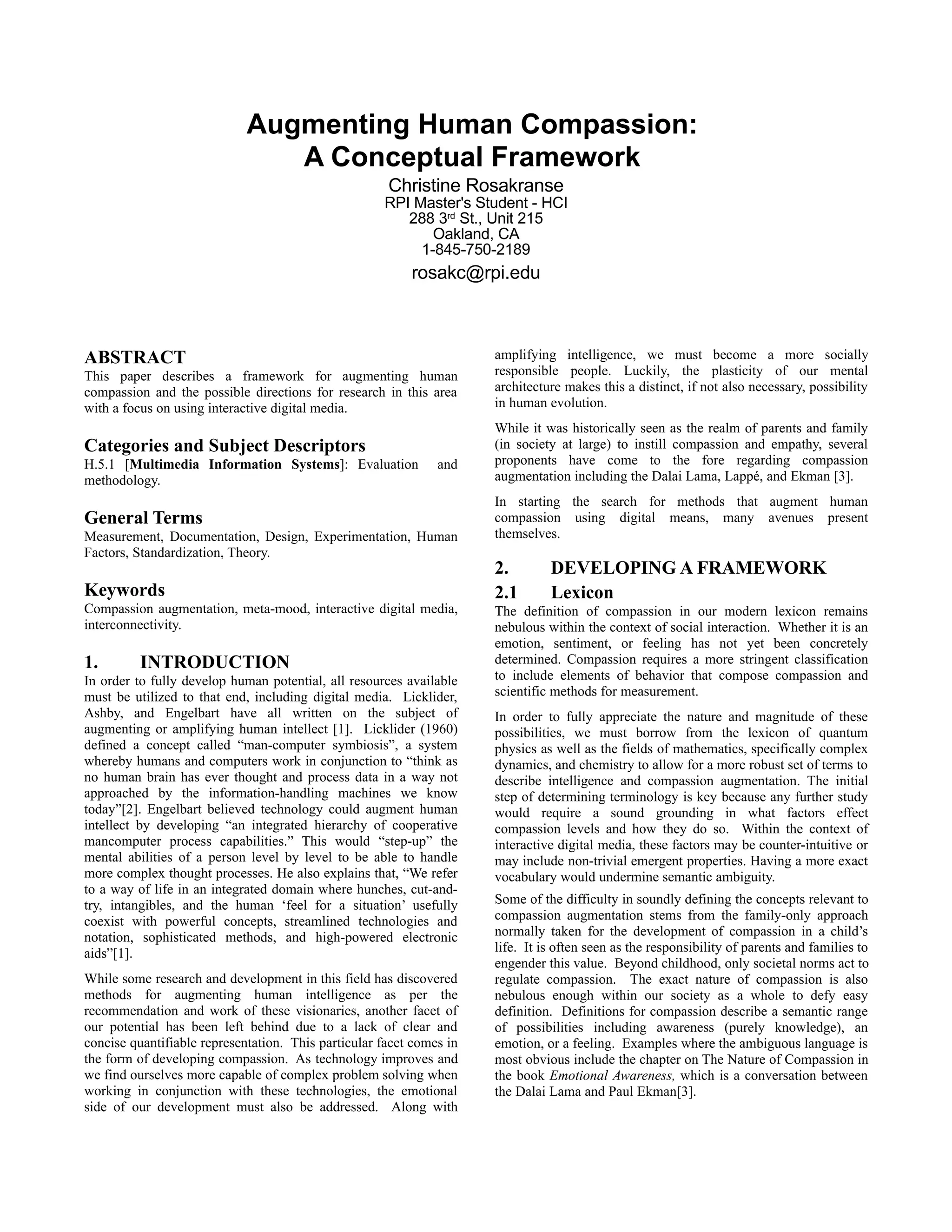Augmenting Human Compassion: A Conceptual Framework | PDF