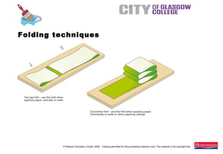 © Pearson Education Limited, 2008. Copying permitted for the purchasing institution only. This material is not copyright free.
Painting and Decorating NVQ and Technical Certificate Level 2, 2nd Edition
Folding techniques
 