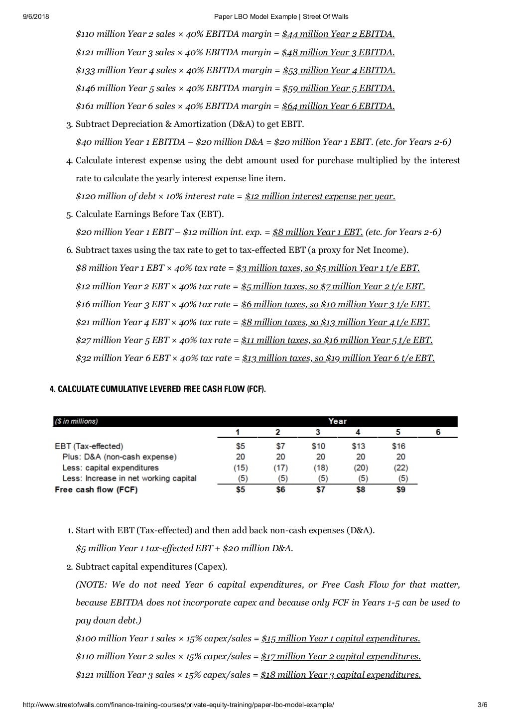 Paper LBO model example