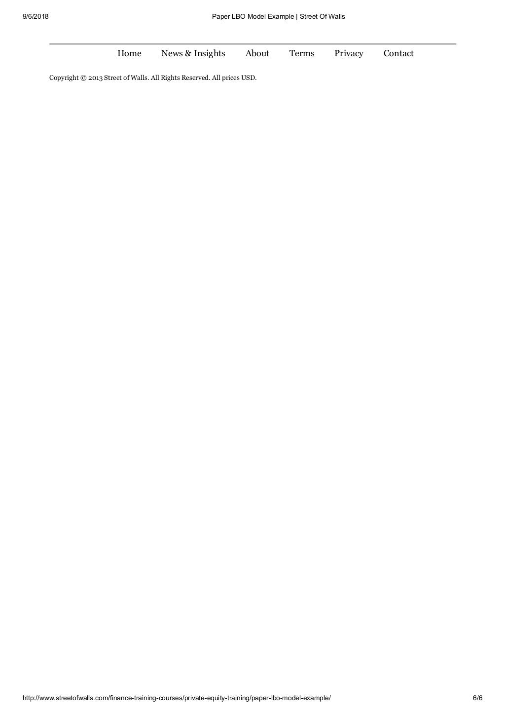 Paper LBO model example