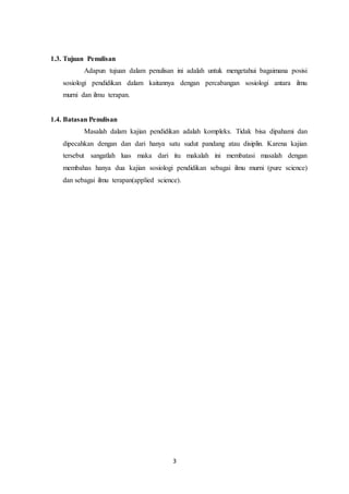 Paper Lengkap Sosiologi Pendidikan Sebagai Ilmu Murni Ilmu Terapan