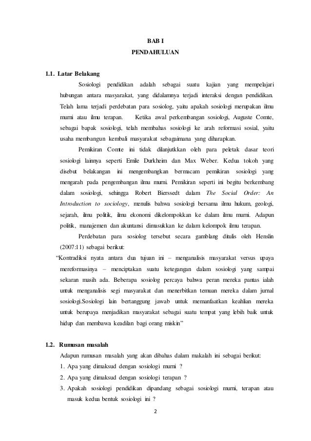 Paper Lengkap Sosiologi Pendidikan Sebagai Ilmu Murni Ilmu Terapan