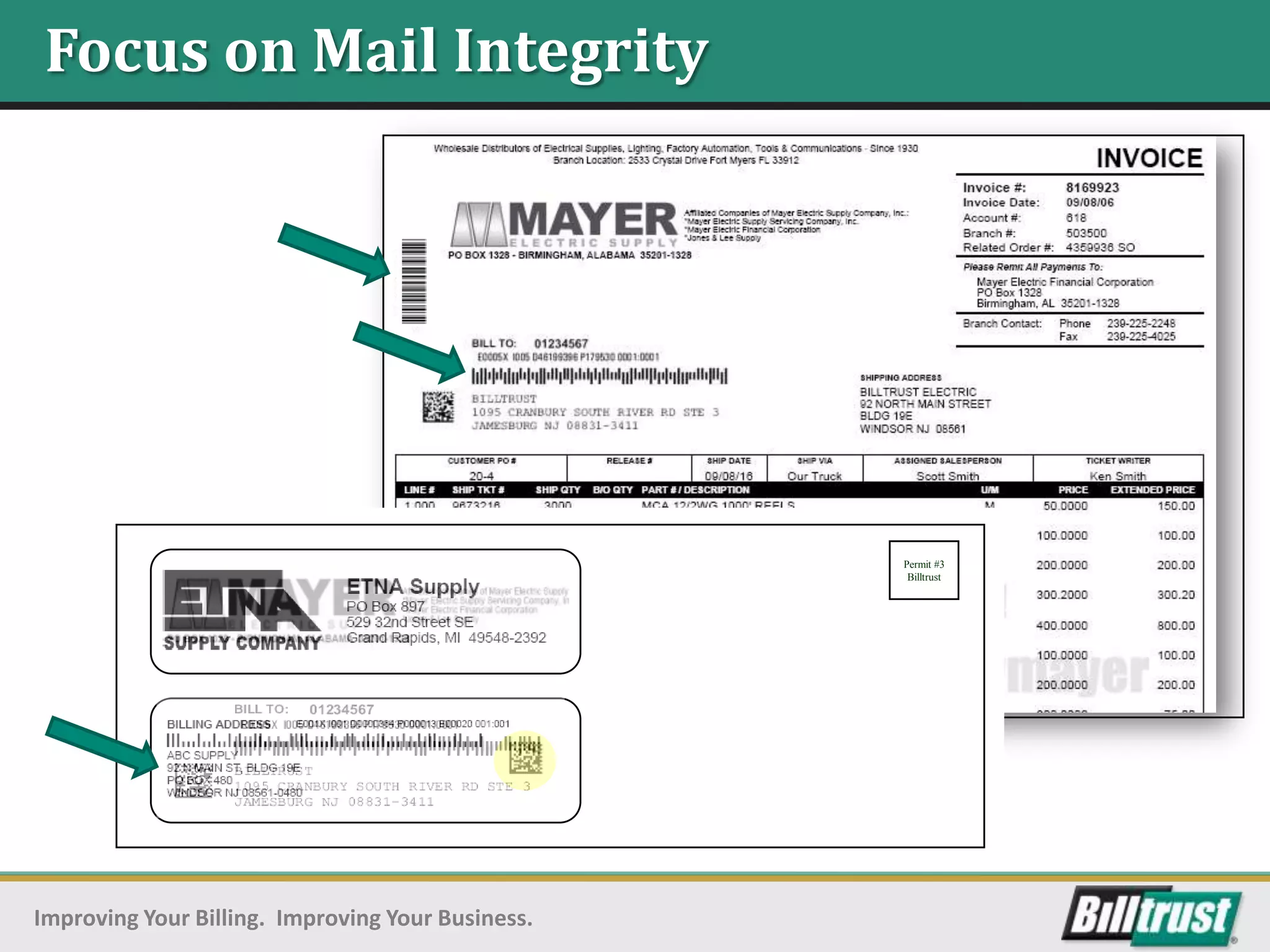 Focus on Mail Integrity




                                                   Permit #3
                                                    Billtrust




Improving Your Billing. Improving Your Business.
 