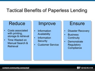 Practical Reasons For Paperless LendingInnovationInnovation & Agility are keys to growth