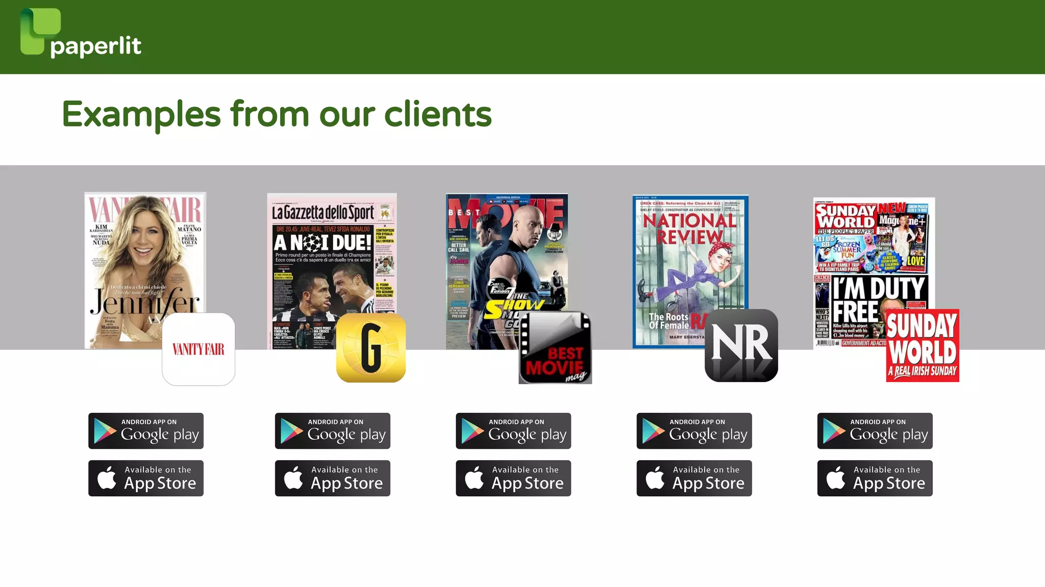 Examples from our clients
 