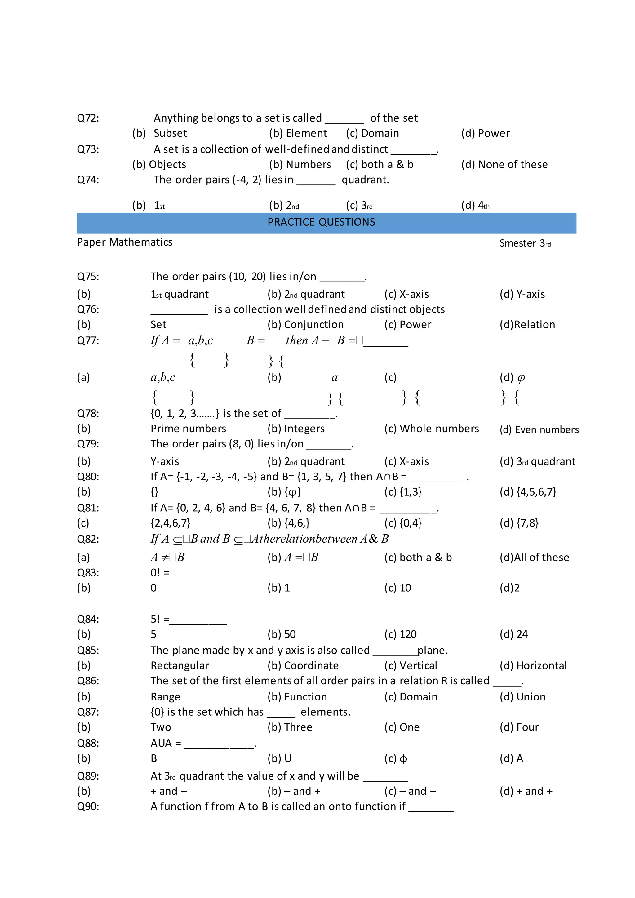 Subset Paper Paper mathematics Khyber medical university 3rd Semester | DOCX