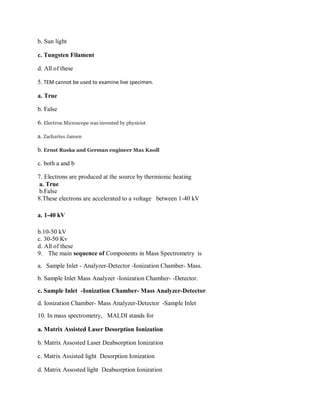 Advanced Analytical techniques (Question paper) | PDF