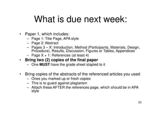 Paper One And APA Style Citations