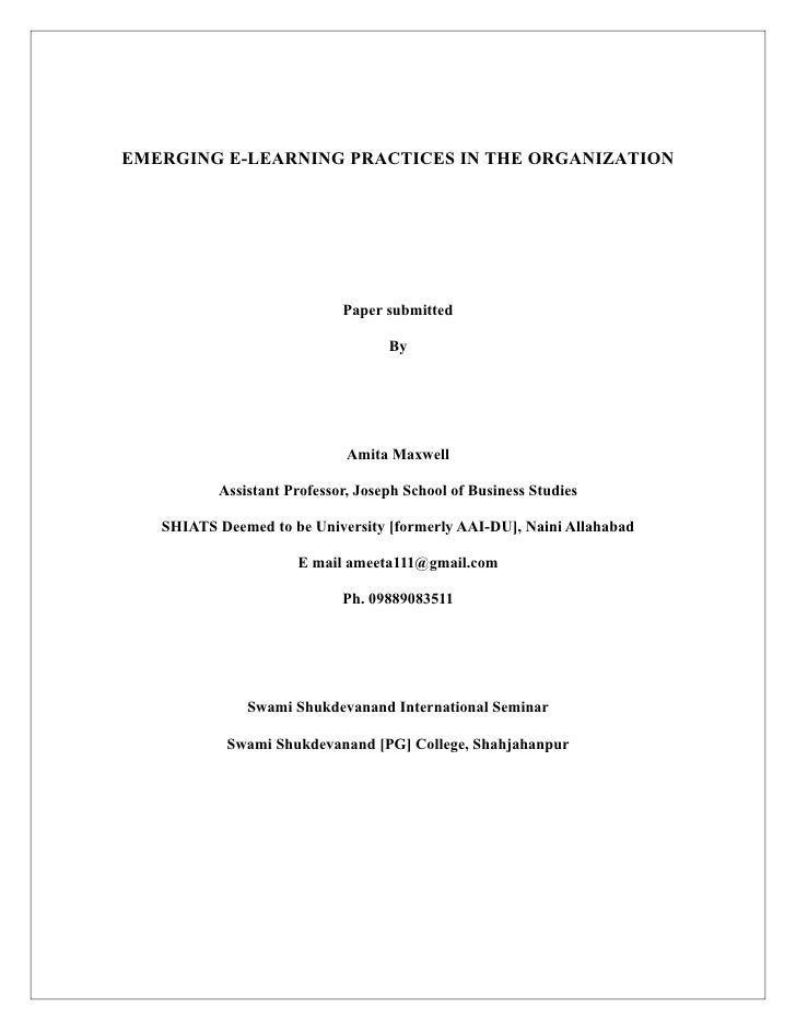 Paper on online training